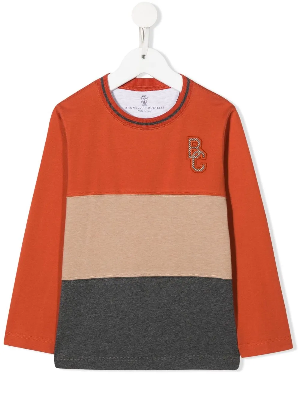 

Brunello Cucinelli Kids sudadera con diseño color block - Naranja