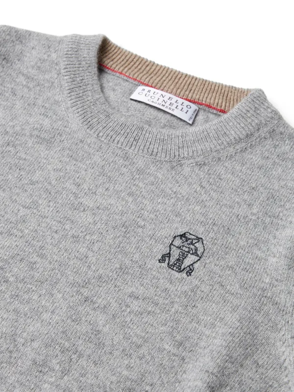 Brunello Cucinelli Kids ロゴ カシミア プルオーバー | グレー