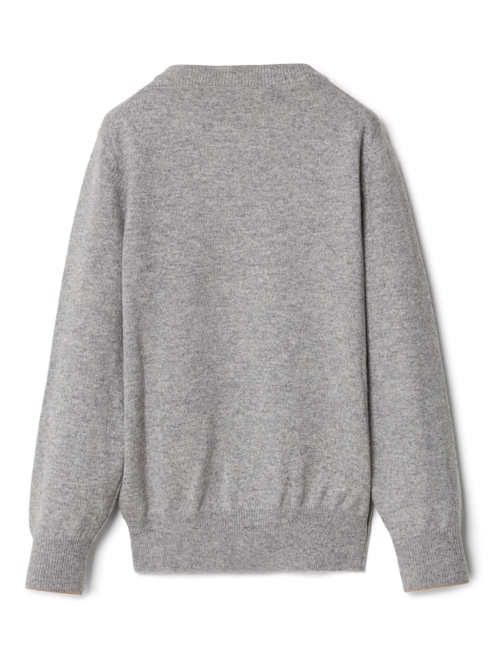 Shop Brunello Cucinelli Logo-embroidered Cashmere Sweatshirt In Grau