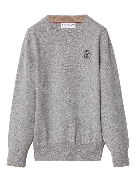 Brunello Cucinelli Kids logo-embroidered cashmere sweatshirt