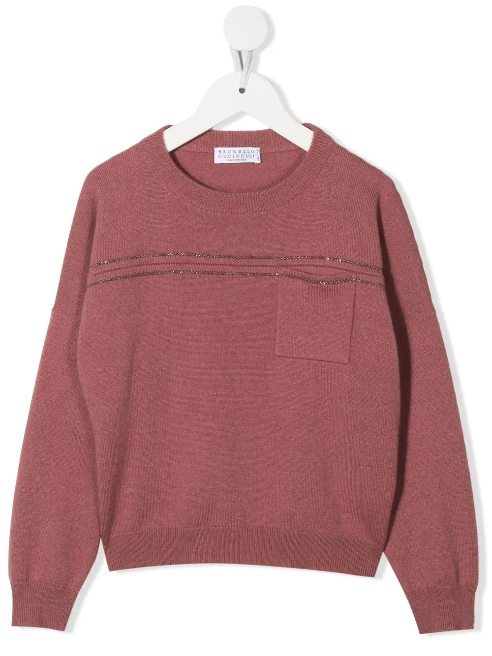 

Brunello Cucinelli Kids Monilli-trim cashmere jumper - Pink