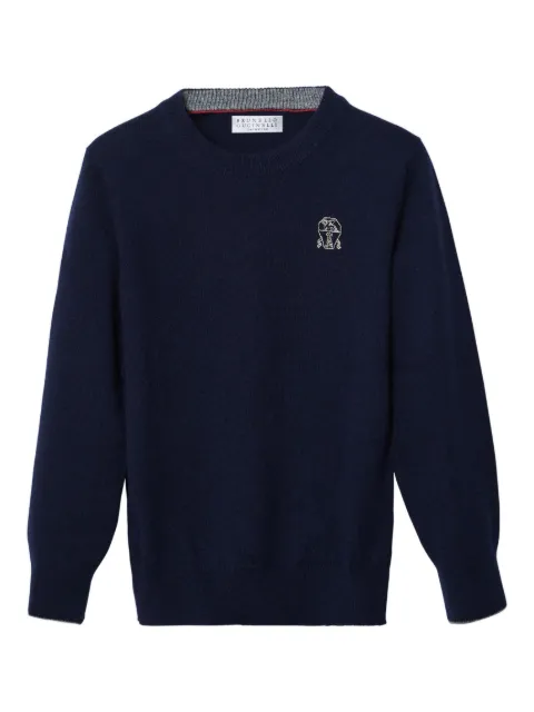 Brunello Cucinelli Kids logo-embroidered cashmere sweatshirt