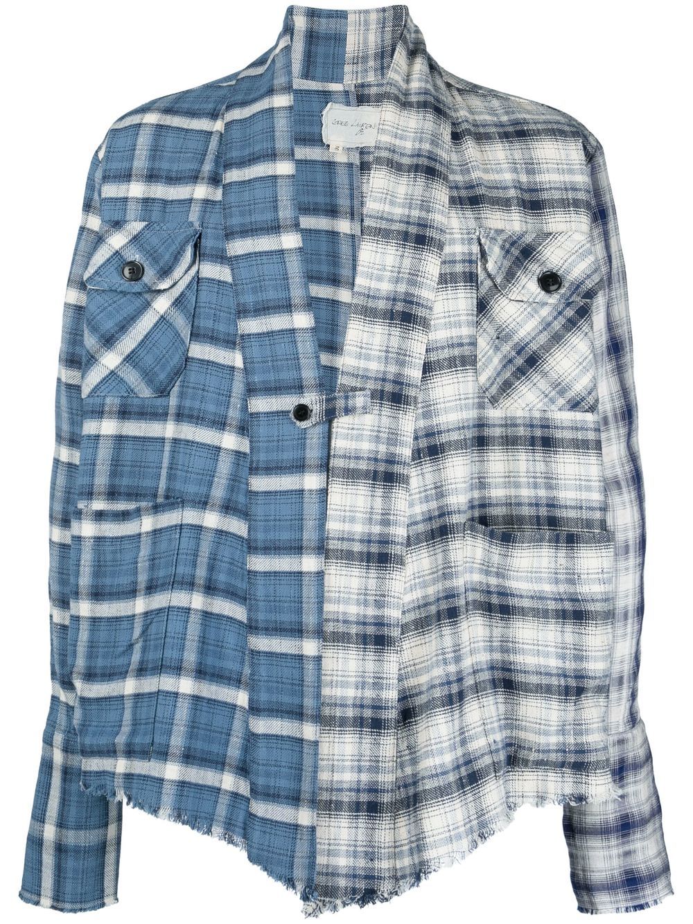 

Greg Lauren plaid-check print jacket - Blue