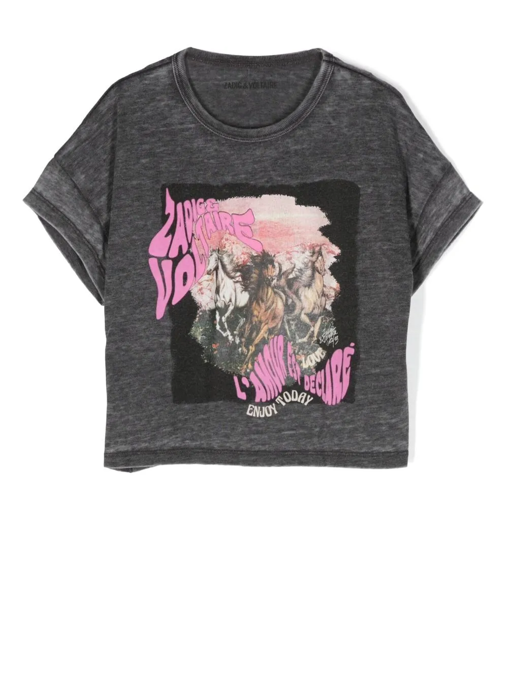 

Zadig & Voltaire Kids playera con estampado gráfico - Gris