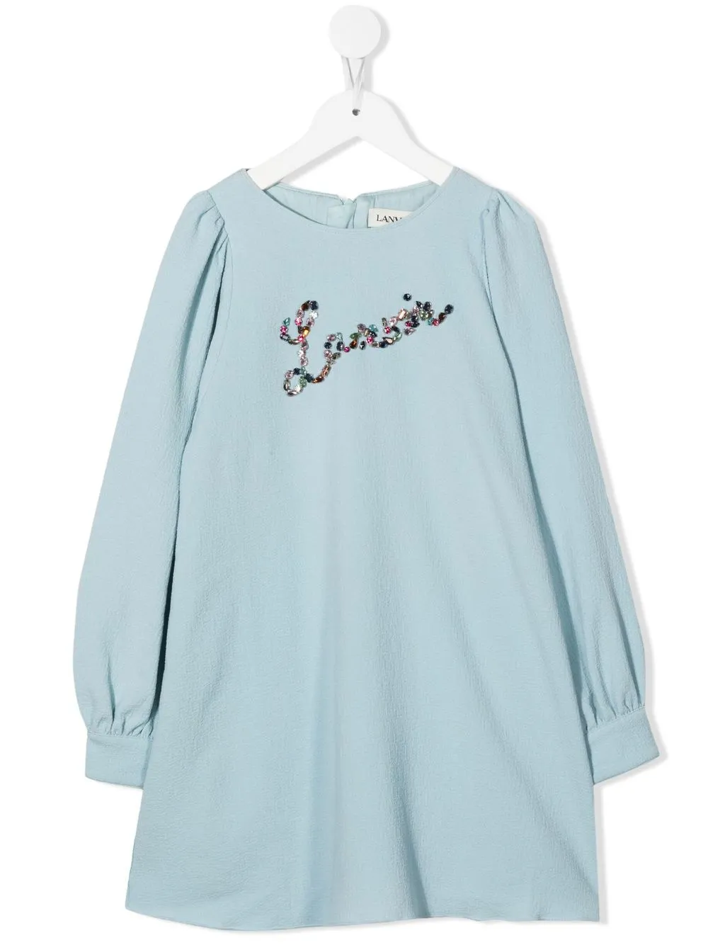 

Lanvin Enfant vestido midi con logo de strass - Azul