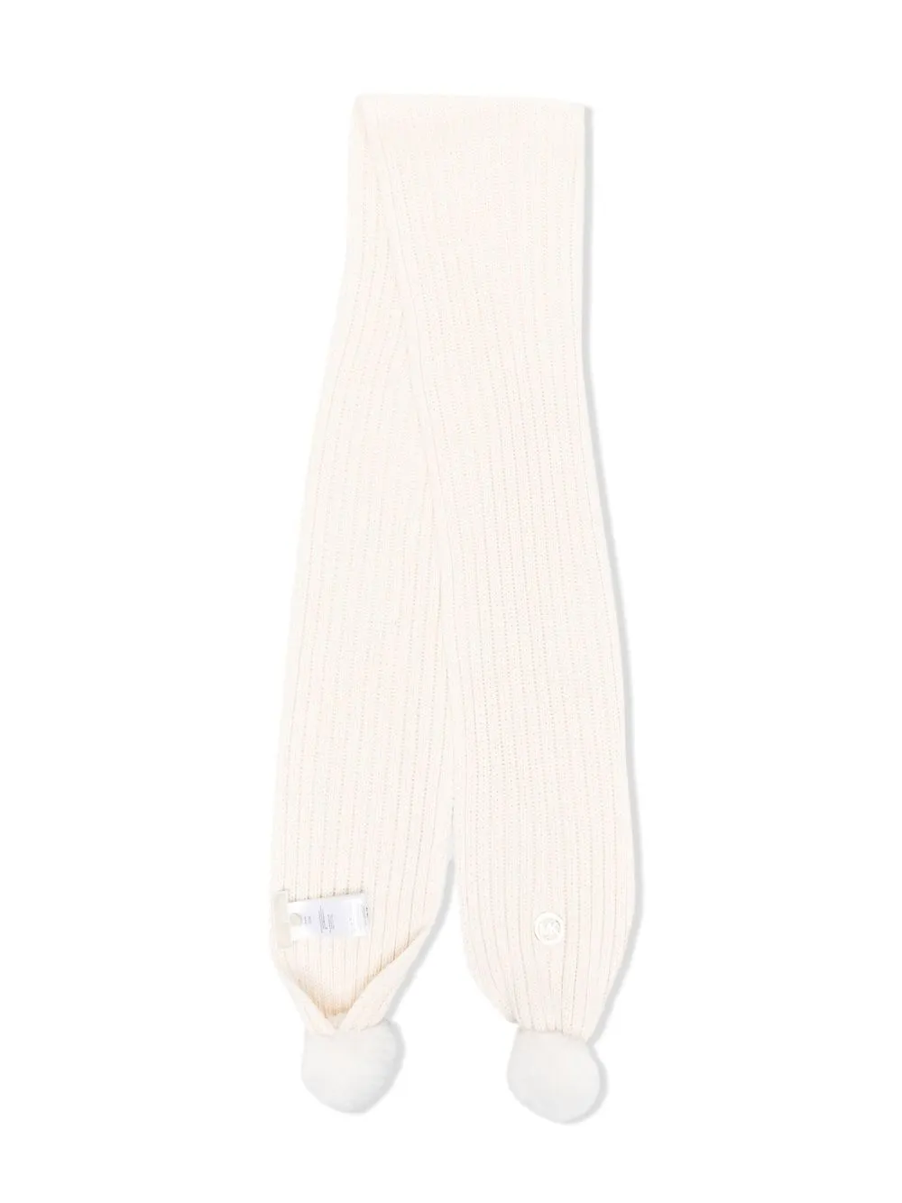 

Michael Kors Kids ribbed-knit pompom scarf - Neutrals