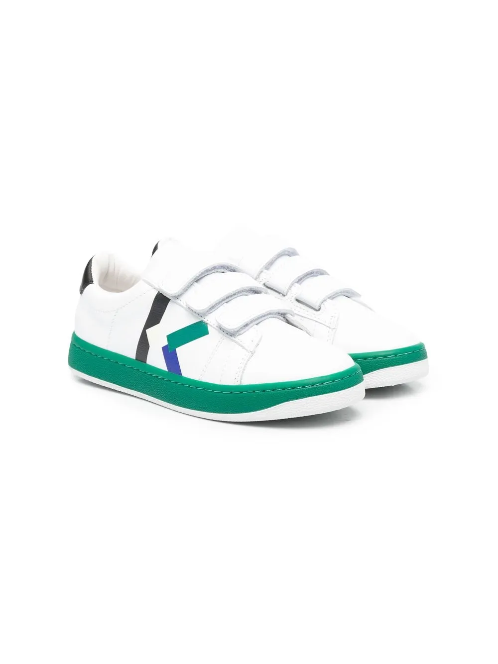 

Kenzo Kids tenis con cierre autoadherente y logo estampado - Blanco