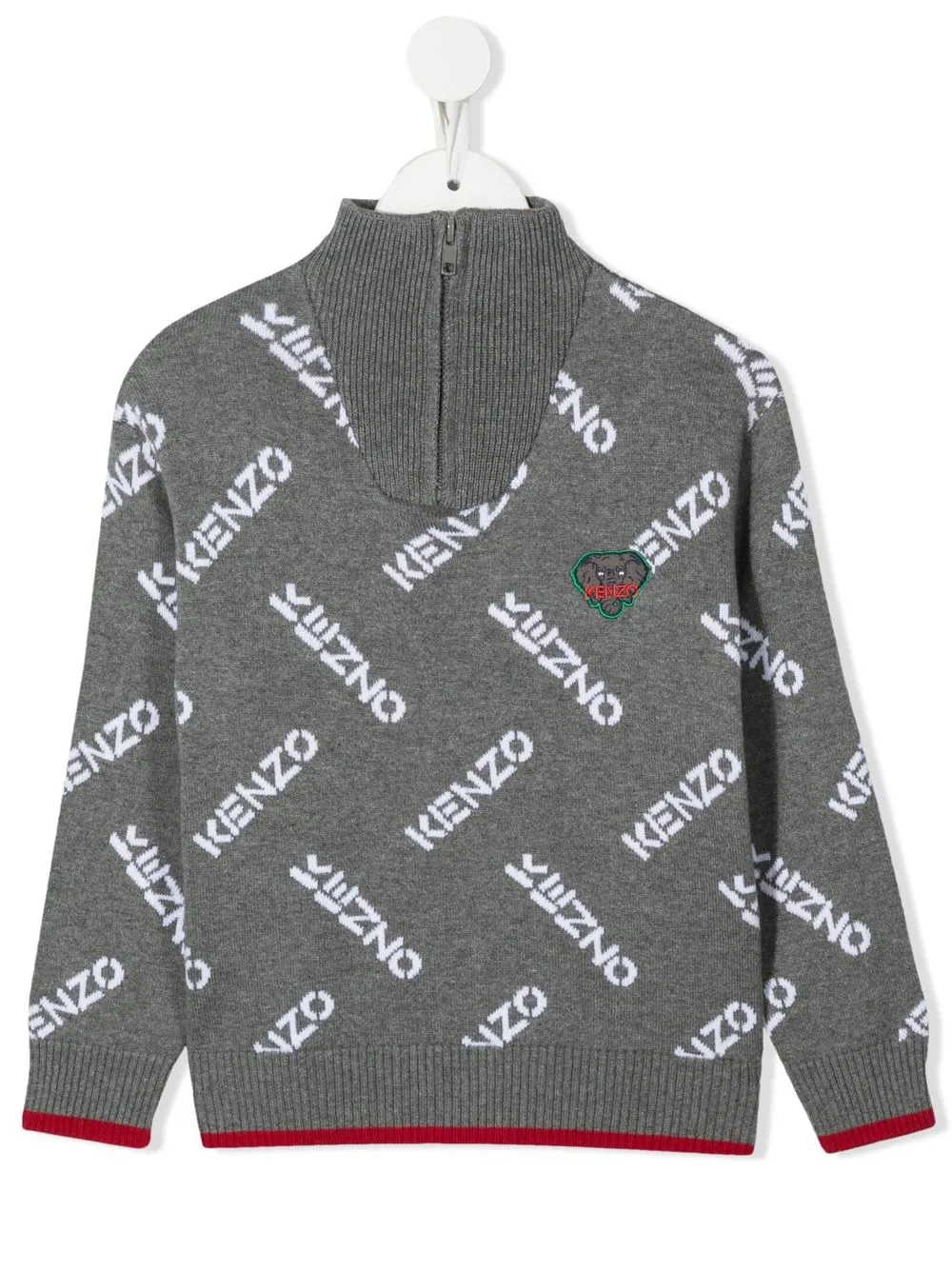 

Kenzo Kids suéter tejido con logo bordado - Gris