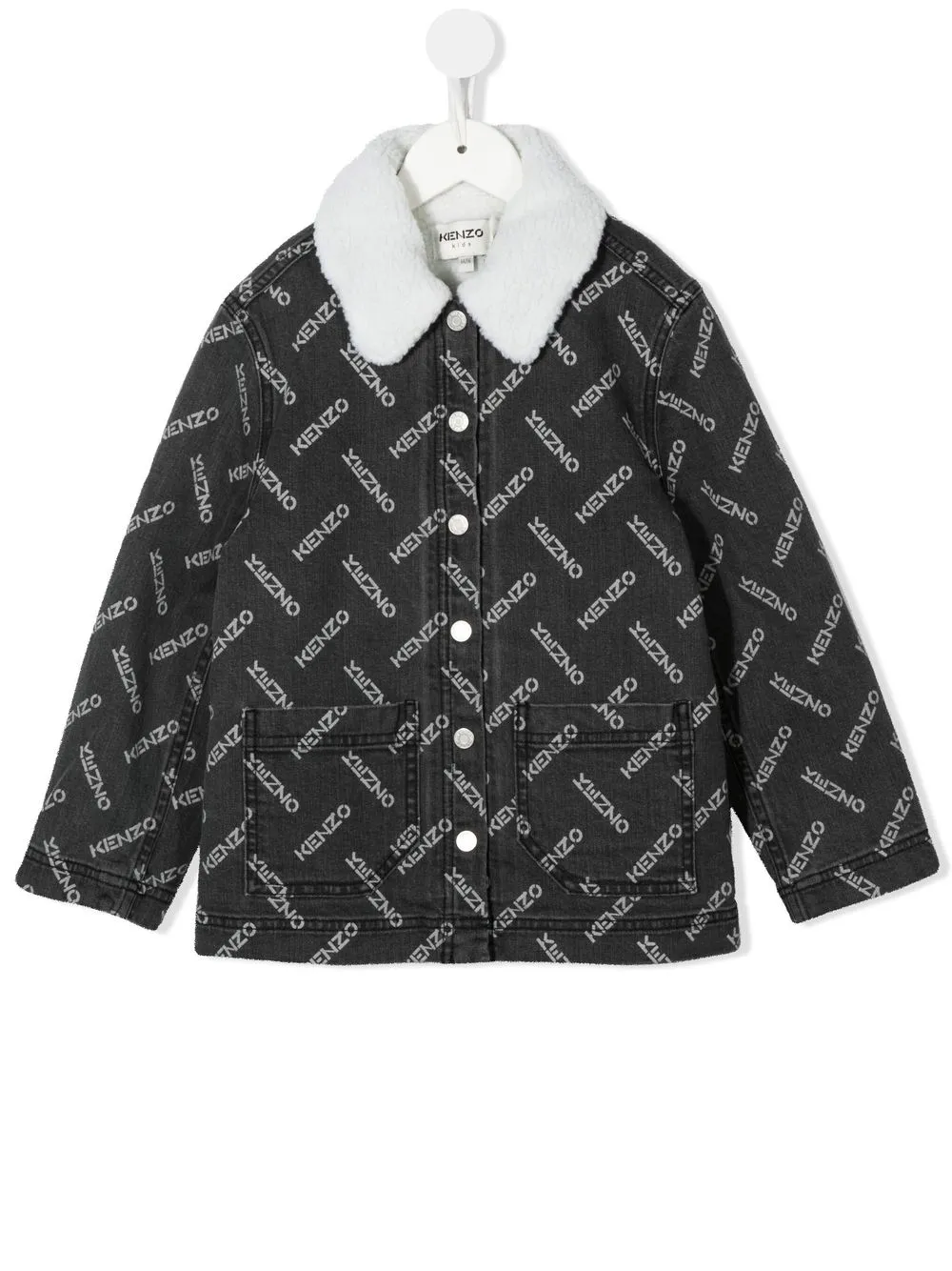 

Kenzo Kids chamarra de mezclilla con logo bordado - Gris