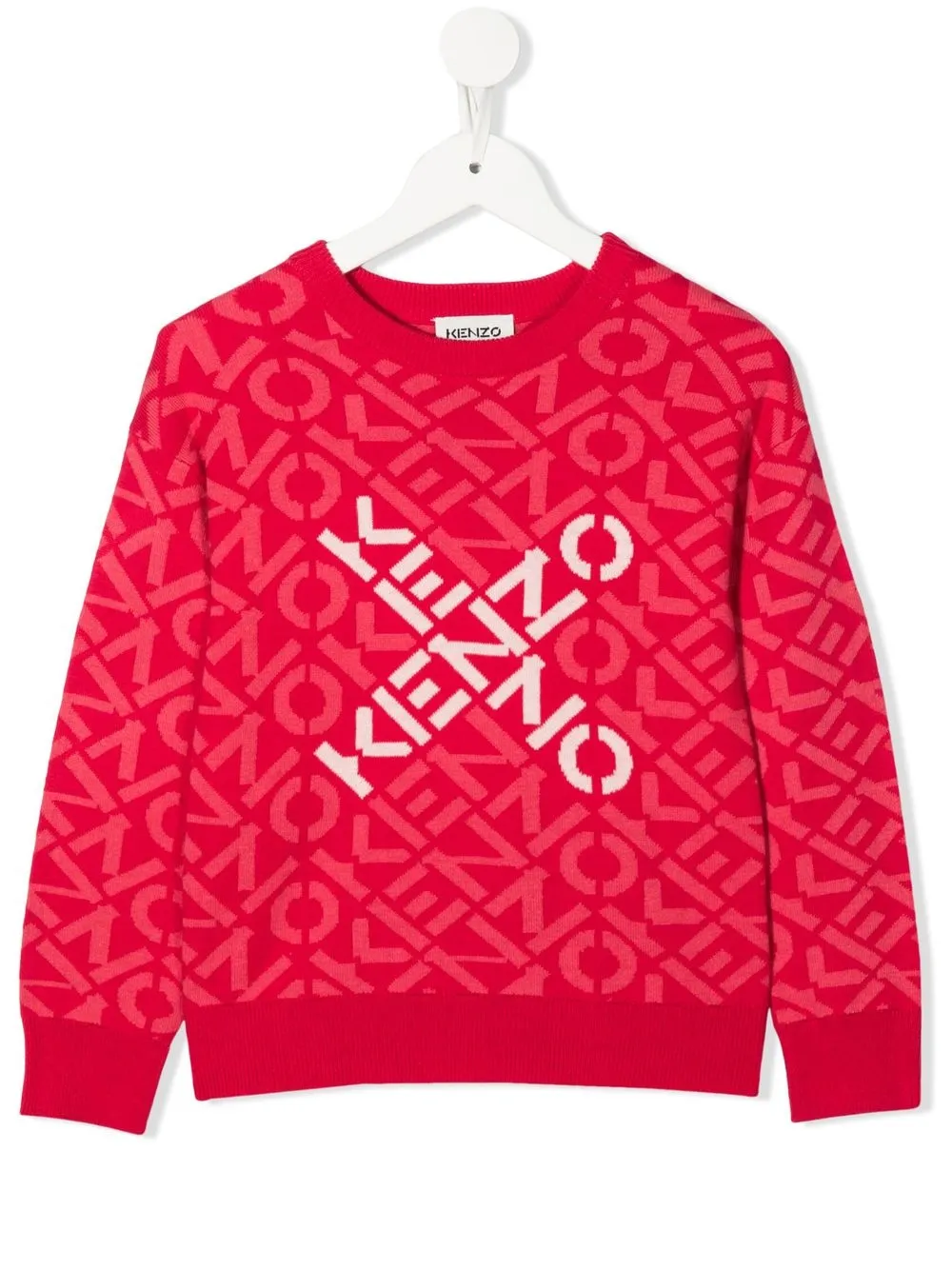 

Kenzo Kids intarsia-knit logo jumper - Pink