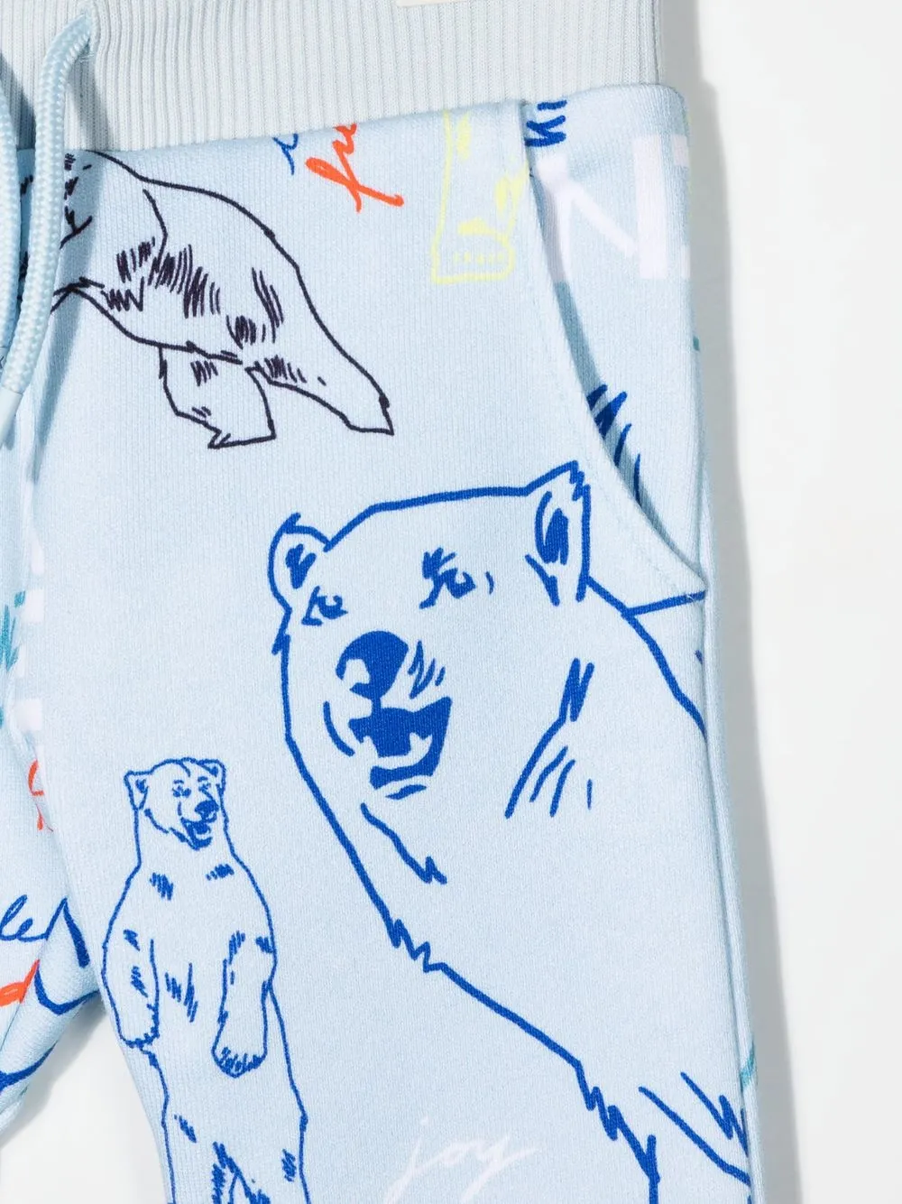  Kenzo Kids Gestrickte Jogginghose Mit Logo   Blau 
