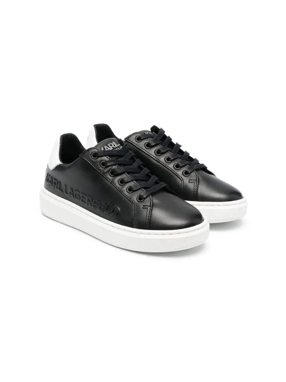 

Karl Lagerfeld Kids logo-embossed leather sneakers - Black