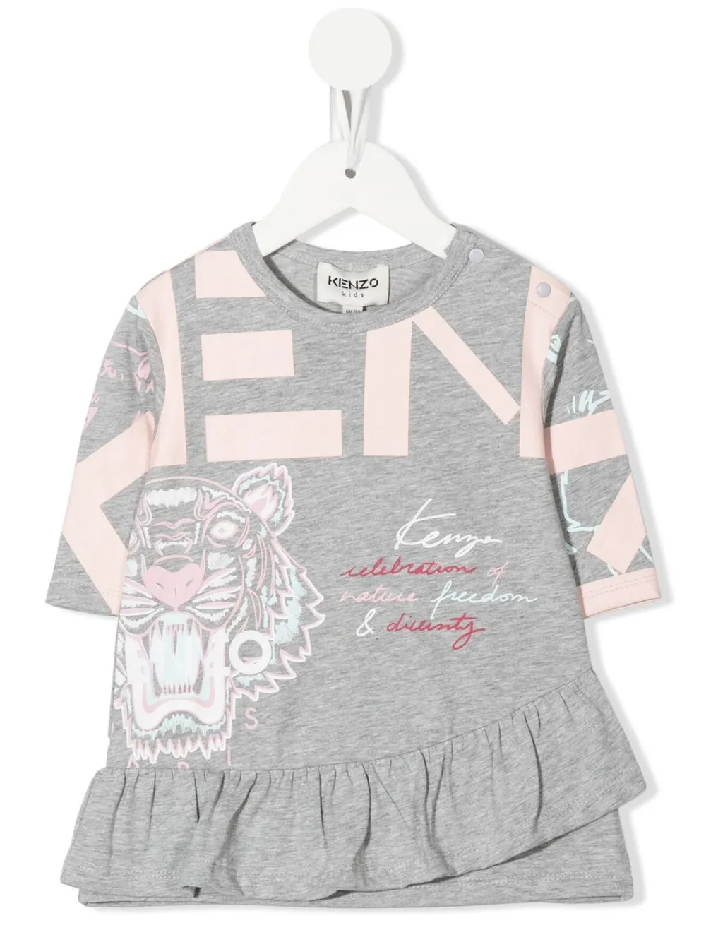 

Kenzo Kids Multi iconics-print jersey dress - Grey