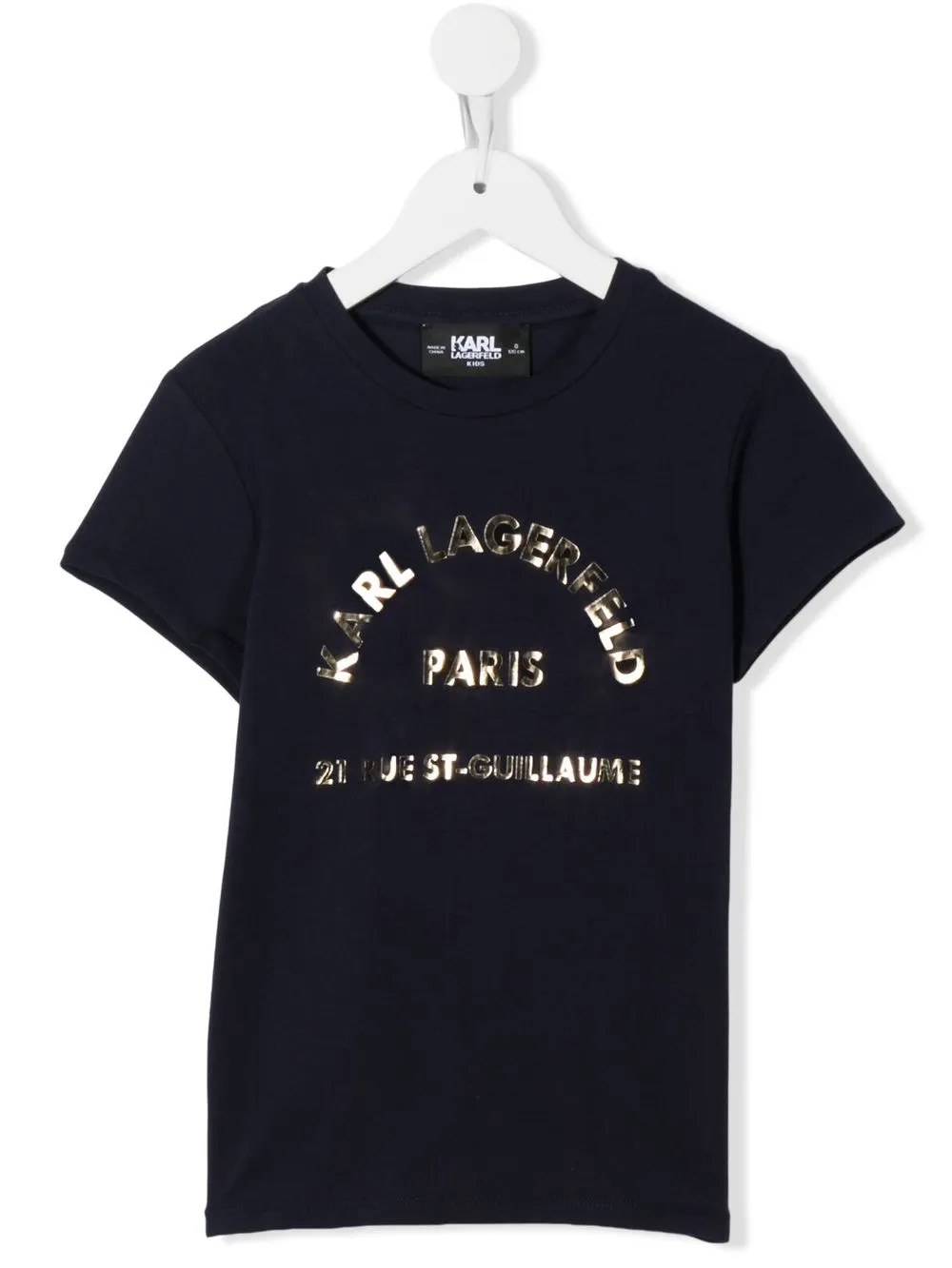 

Karl Lagerfeld Kids playera con logo metalizado - Azul