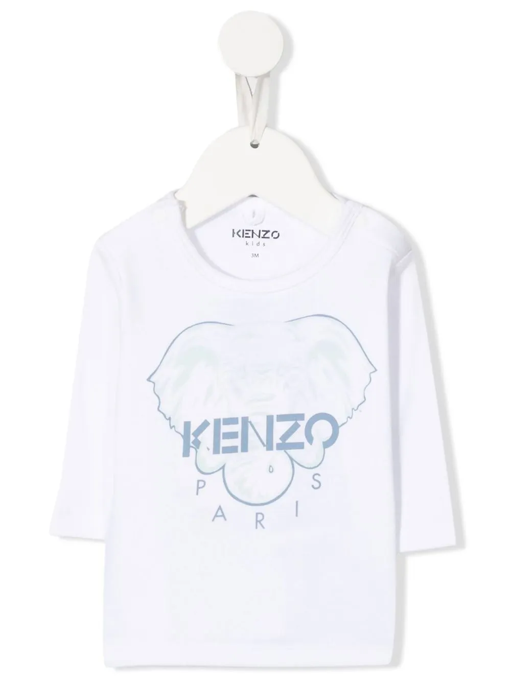 Kenzo Babies' Elephant-print Long-sleeved T-shirt In White