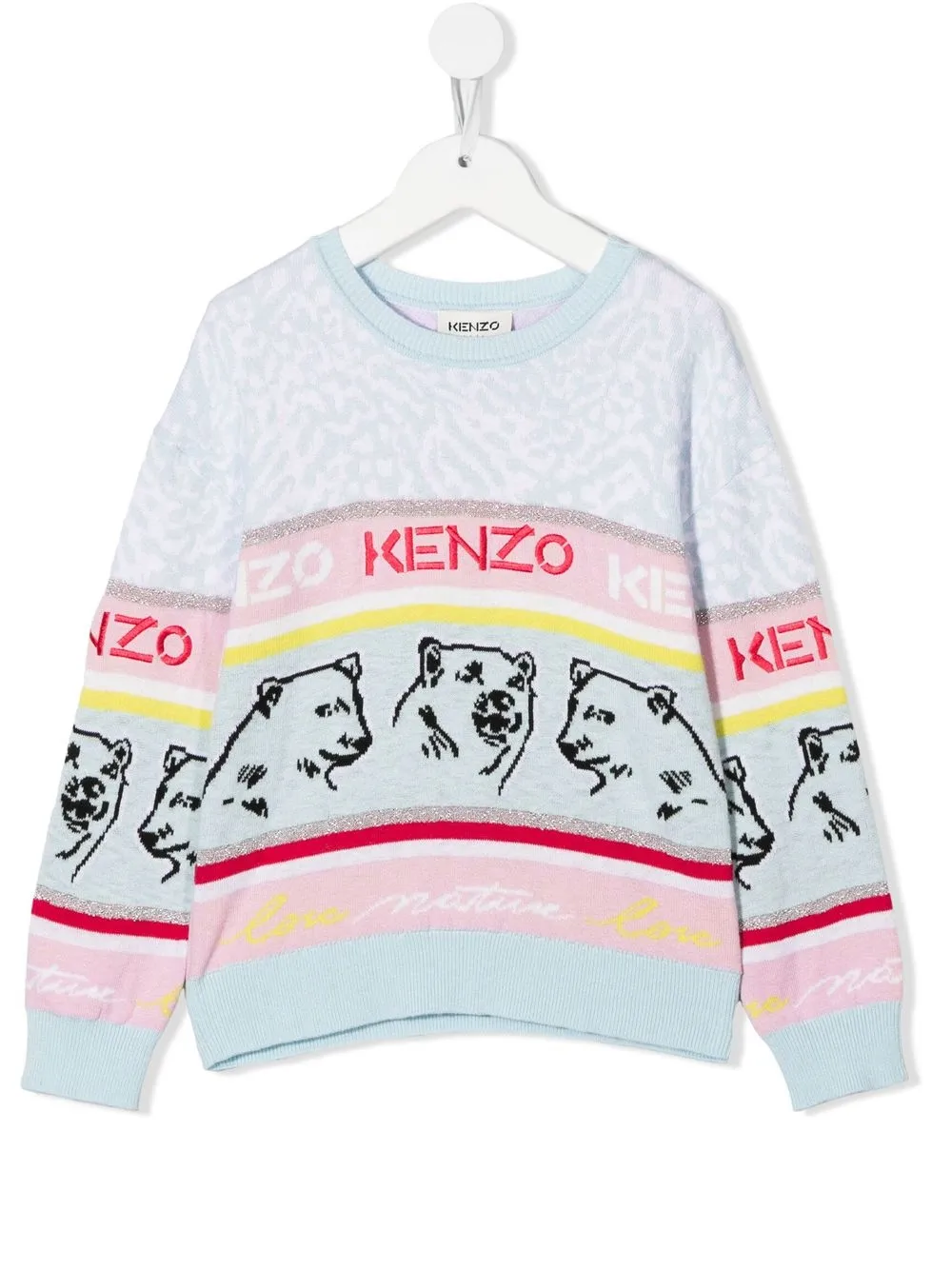 

Kenzo Kids bear-motif embroidered jumper - Blue