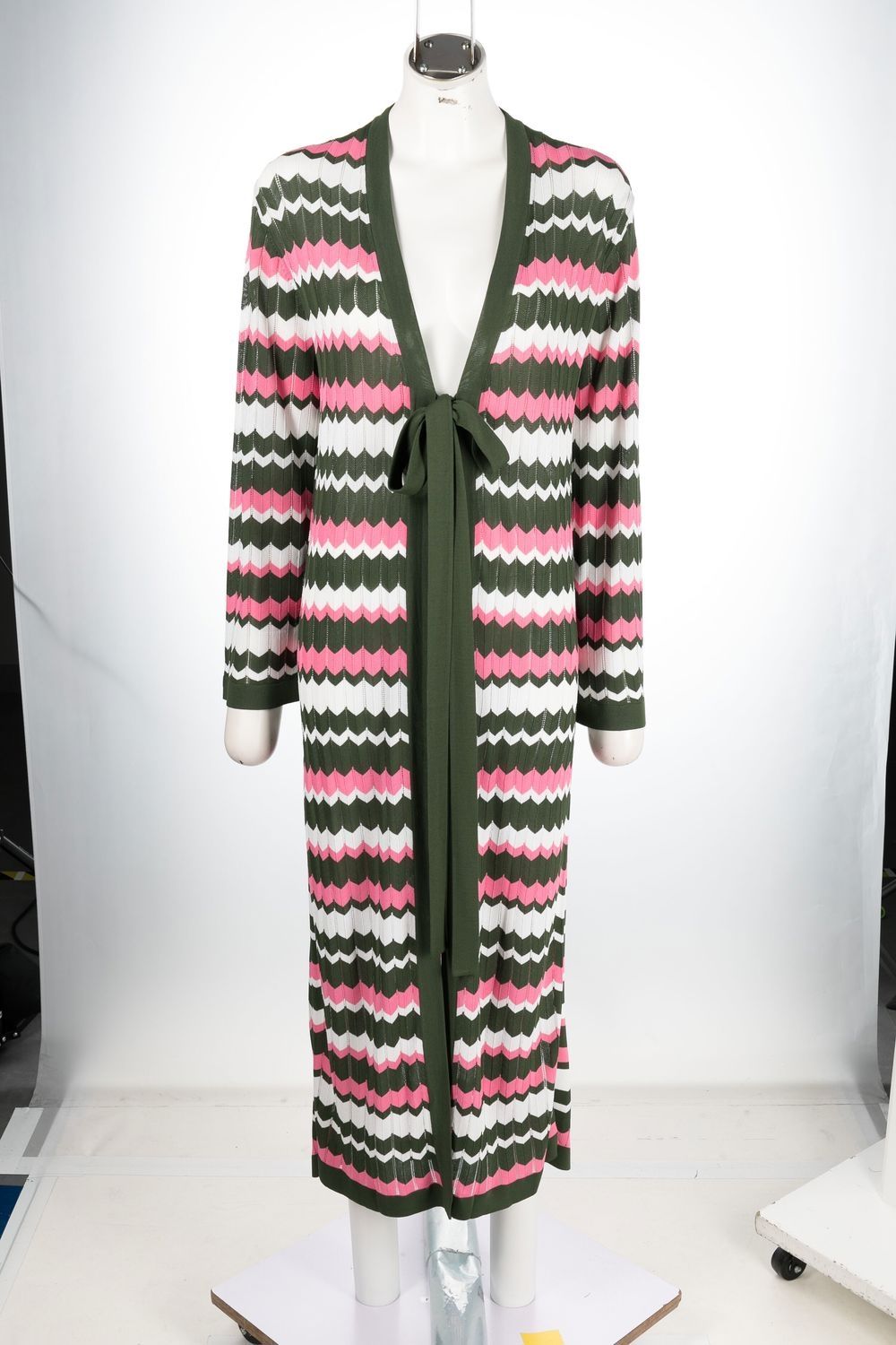 P.a.r.o.s.h Zigzag-knit Longline Cardigan In Green