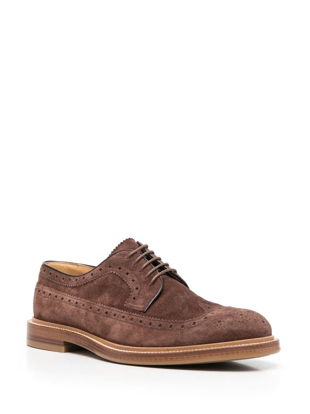 Brunello Cucinelli Lace-up Suede Brogues In Brown | ModeSens
