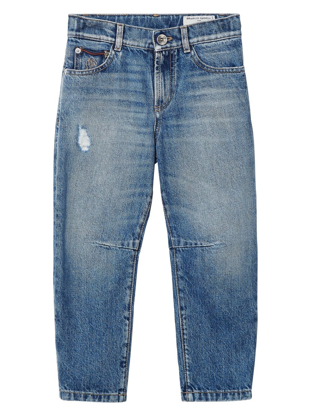 Shop Brunello Cucinelli Mid-rise Tapered Jeans In Blue