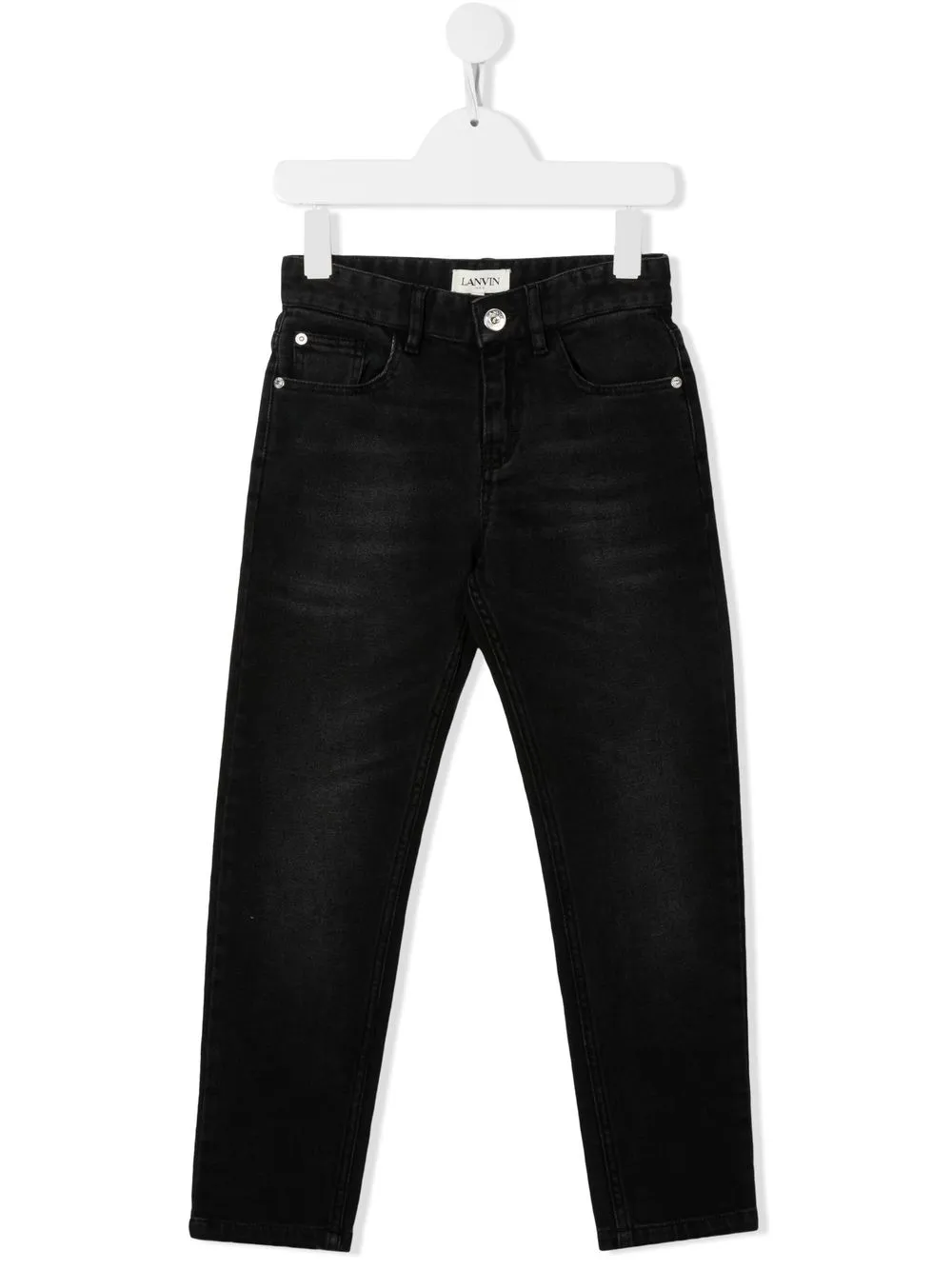 Lanvin Enfant Kids' Faded Straight-leg Jeans In Black