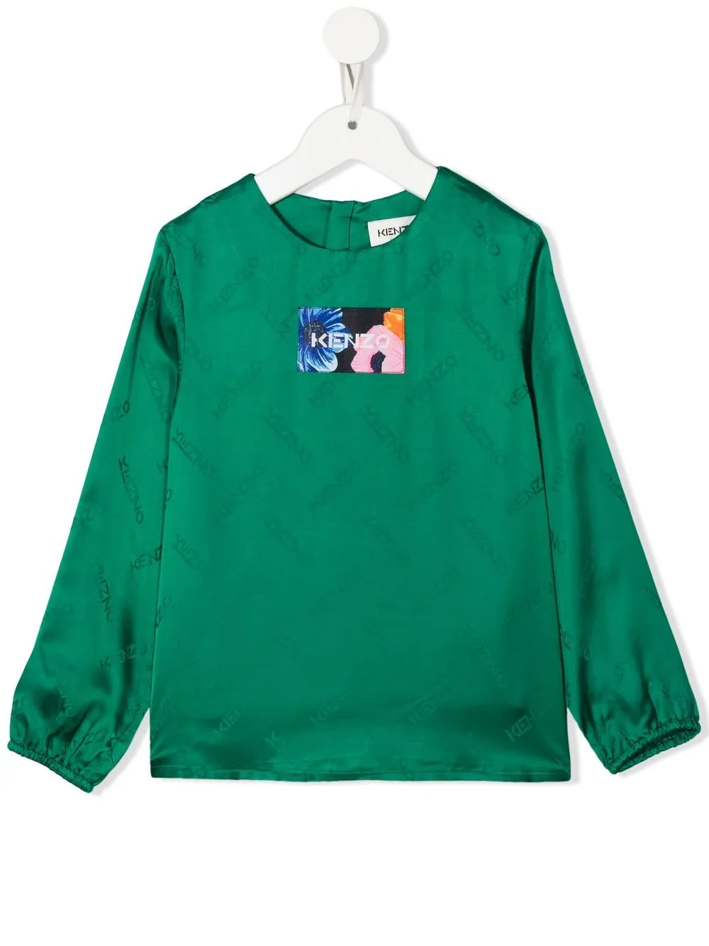 

Kenzo Kids blusa Flower con logo en jacquard - Verde