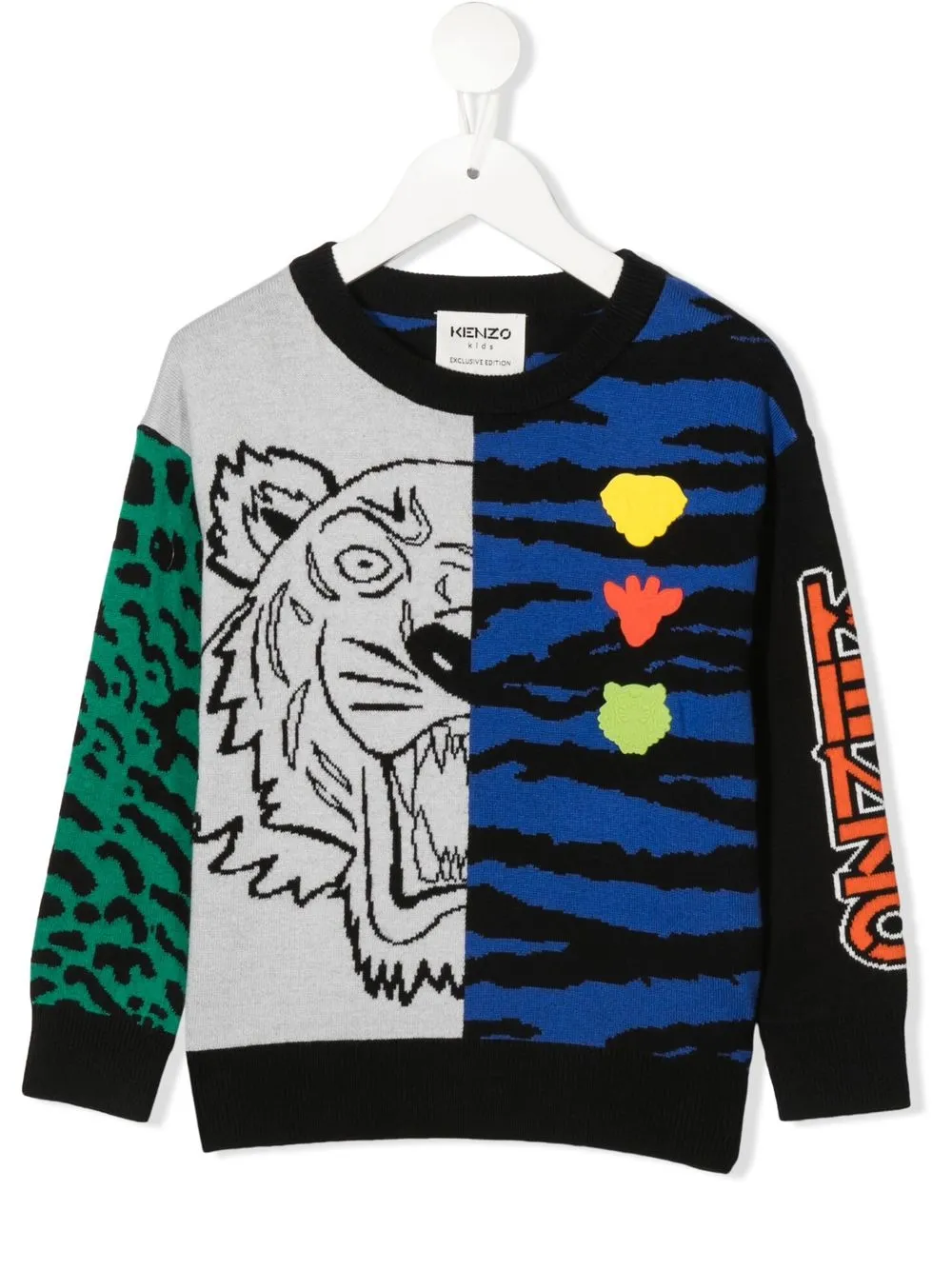 

Kenzo Kids intarsia-knit crew-neck jumper - Black