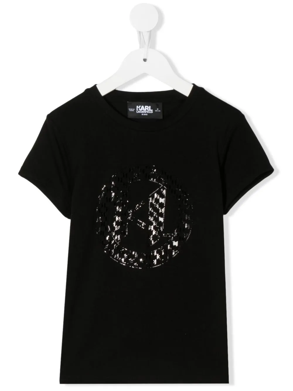 

Karl Lagerfeld Kids playera con monograma metalizado - Negro