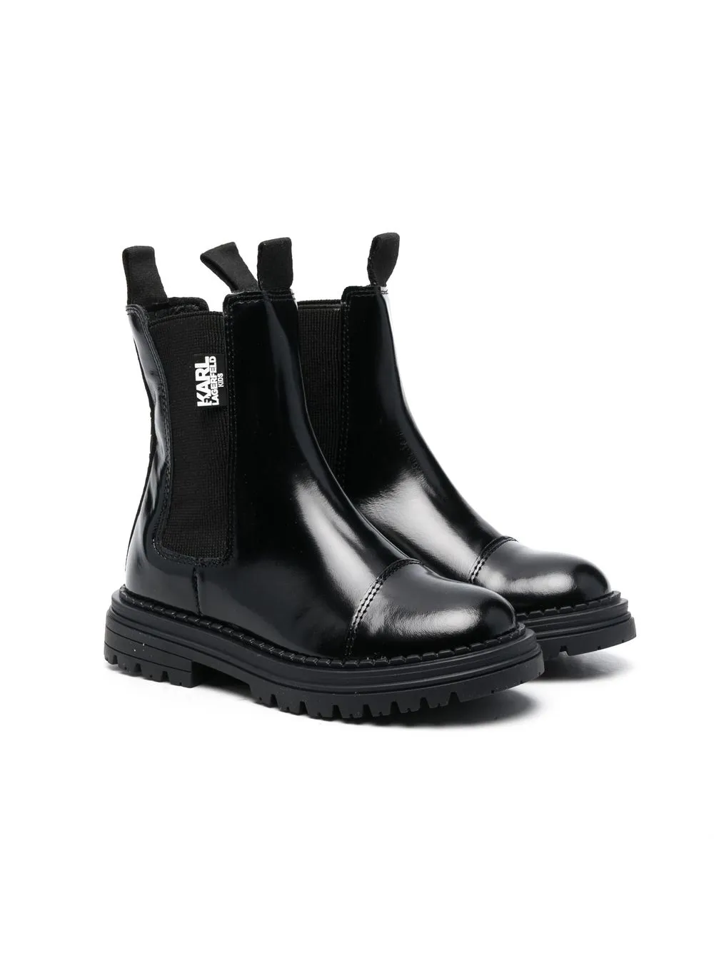 

Karl Lagerfeld Kids botines de charol con parche del logo - Negro