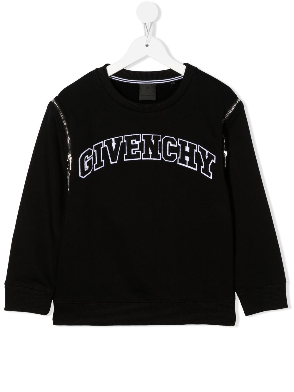 Givenchy Kids logo-embroidered crew neck jumper - Black