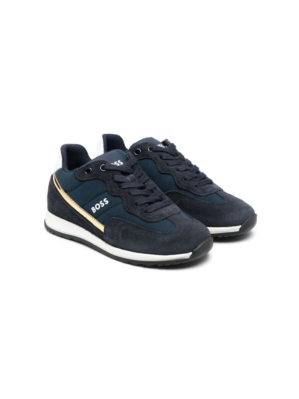 

BOSS Kidswear logo-printed suede sneakers - Blue