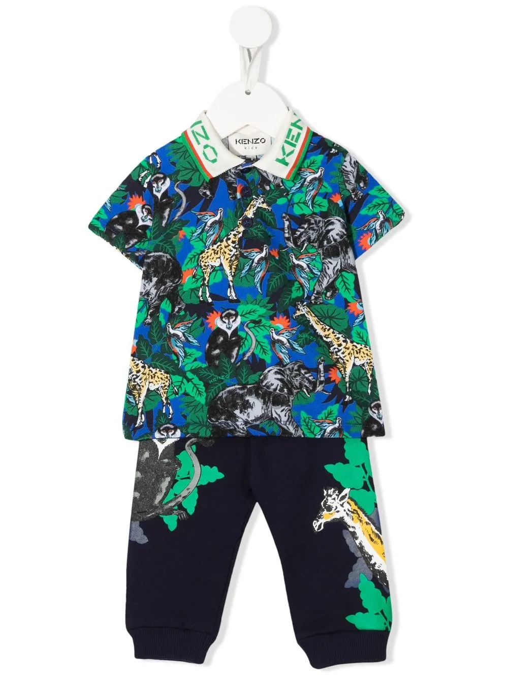 

Kenzo Kids playera tipo polo con estampado de jungla - Azul