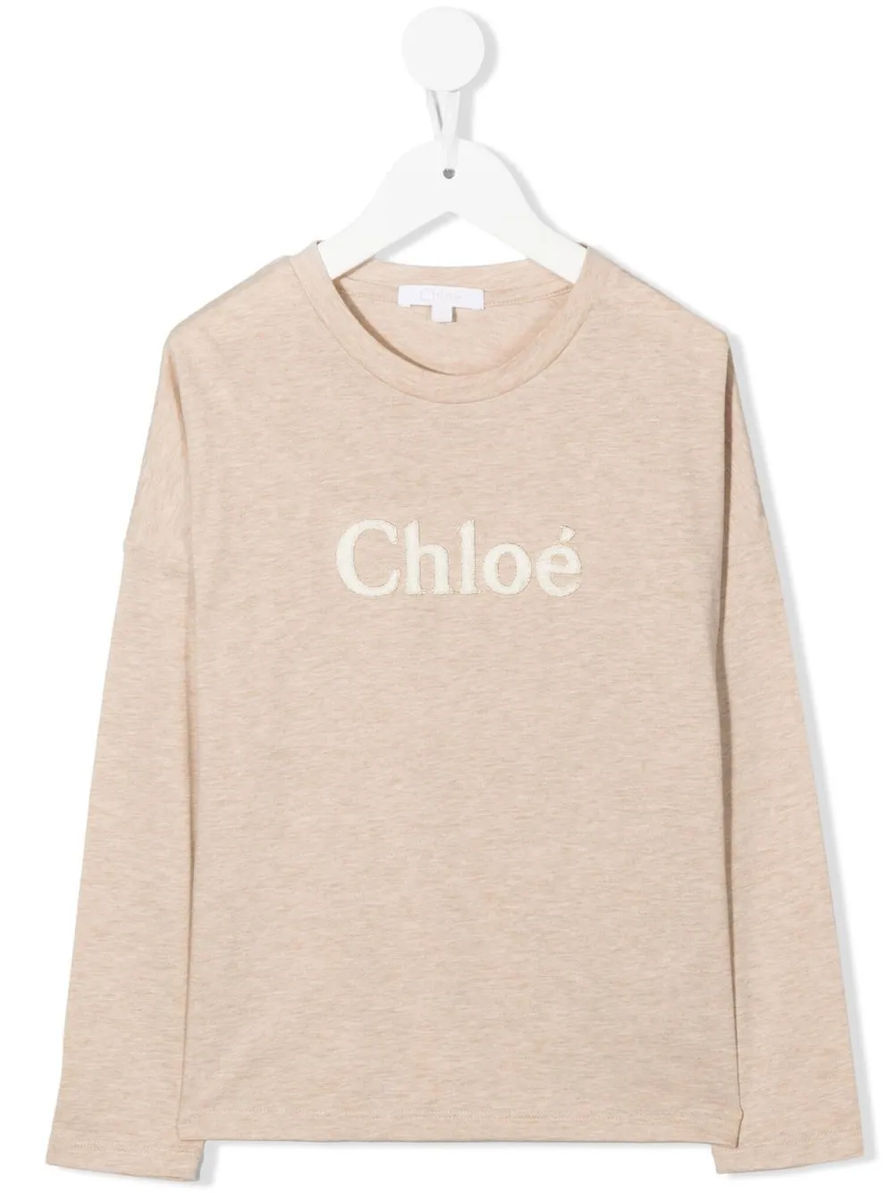 

Chloé Kids logo-embroidered long-sleeve T-shirt - Neutrals