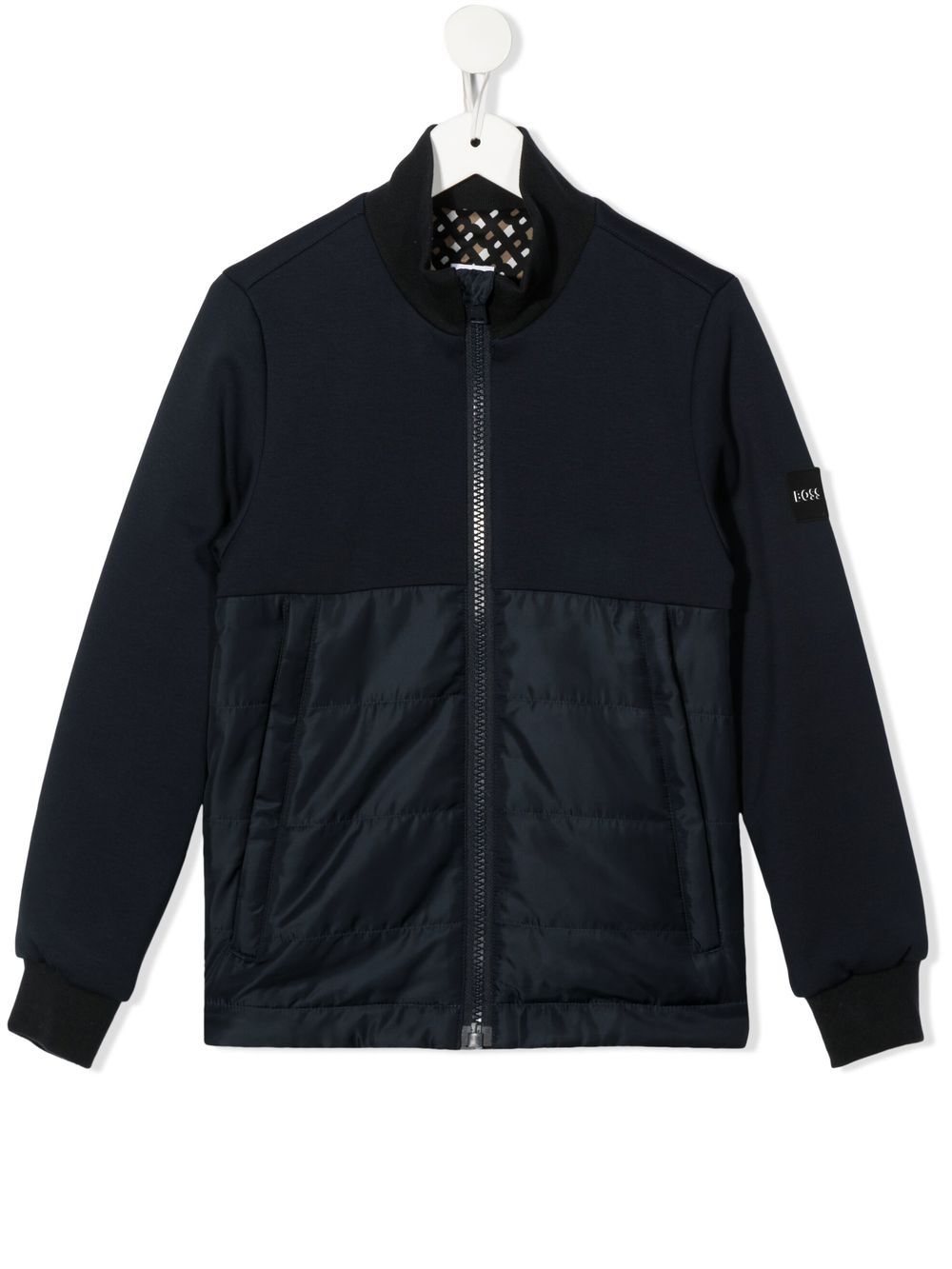 

BOSS Kidswear logo-patch panelled jacket - Blue