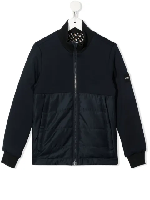 BOSS Kidswear logo-patch panelled jacket