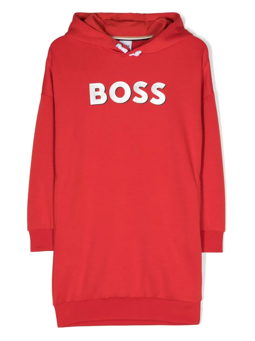 

BOSS Kidswear vestido con capucha y logo estampado - Rojo