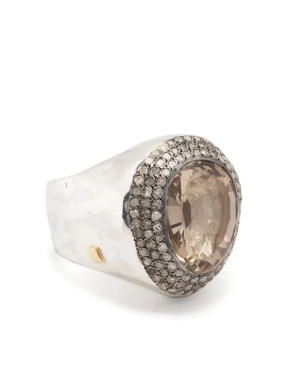 Rosa Maria Diamond And Topaz Signet Ring In Silver