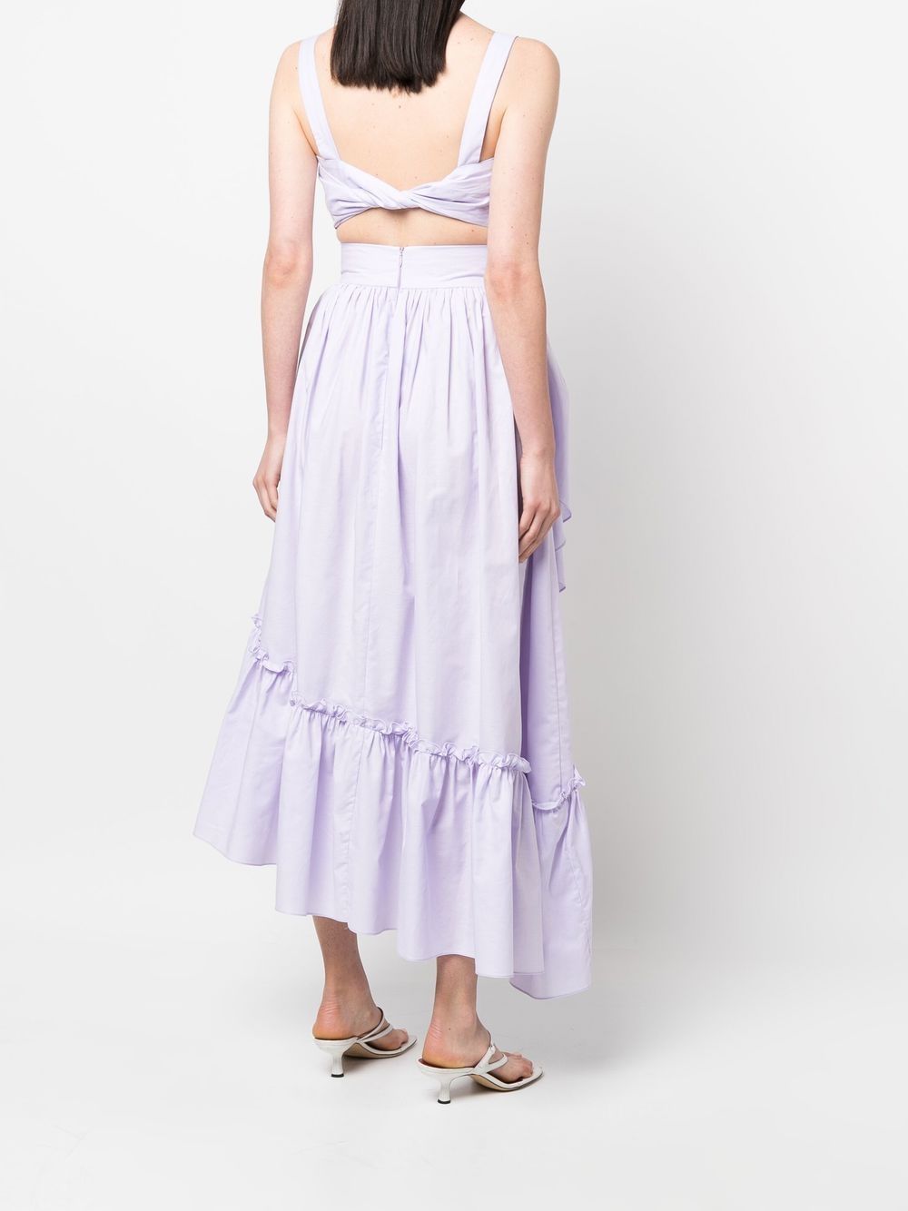 Shop Concepto High-waisted Asymmetric Ruffled Skirt In Purple