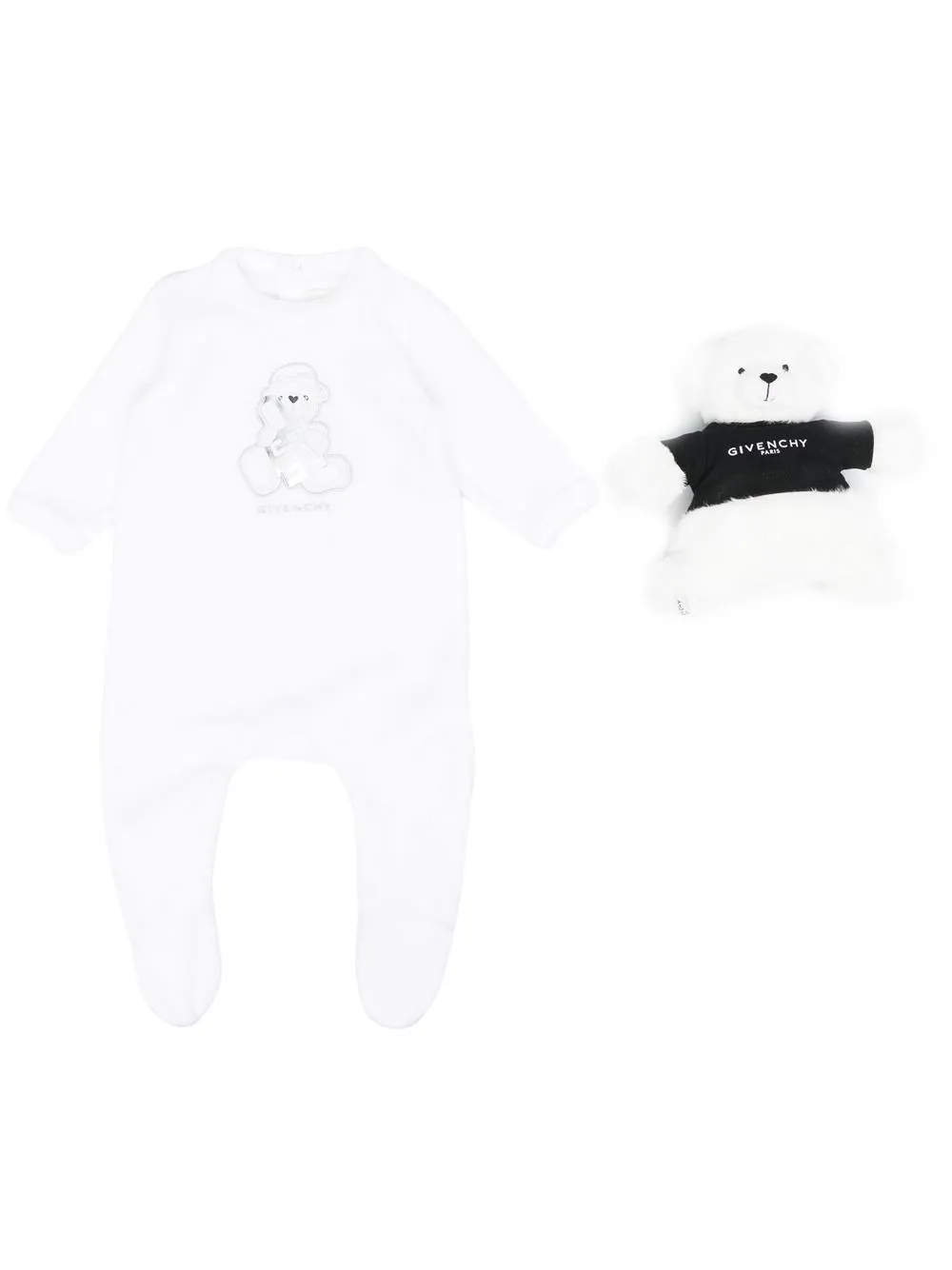 

Givenchy Kids set de pañalera y mameluco con logo 4G - Blanco