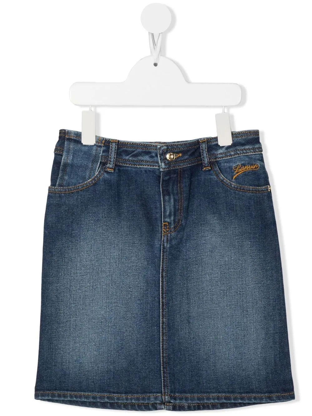 

Lanvin Enfant shorts de mezclilla con logo bordado - Azul