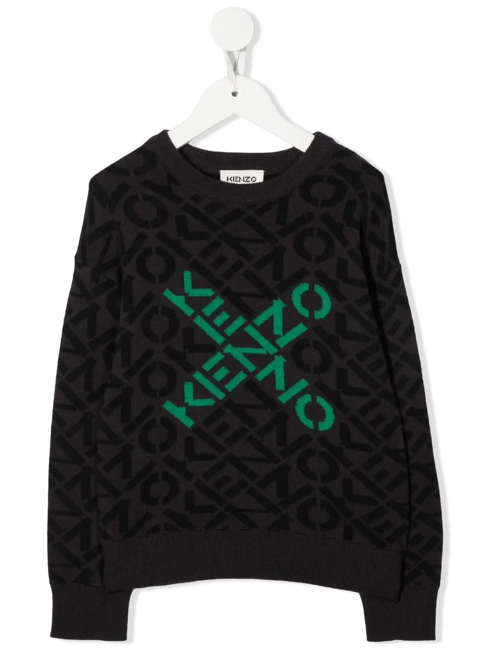 

Kenzo Kids intarsia-knit logo jumper - Grey