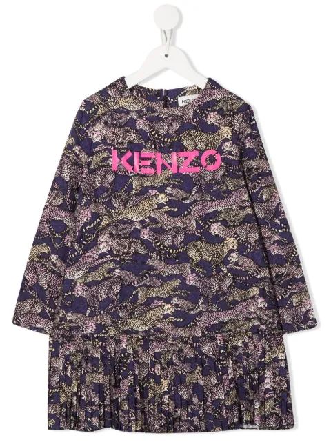 Kenzo Kids animal-print pleated dress 