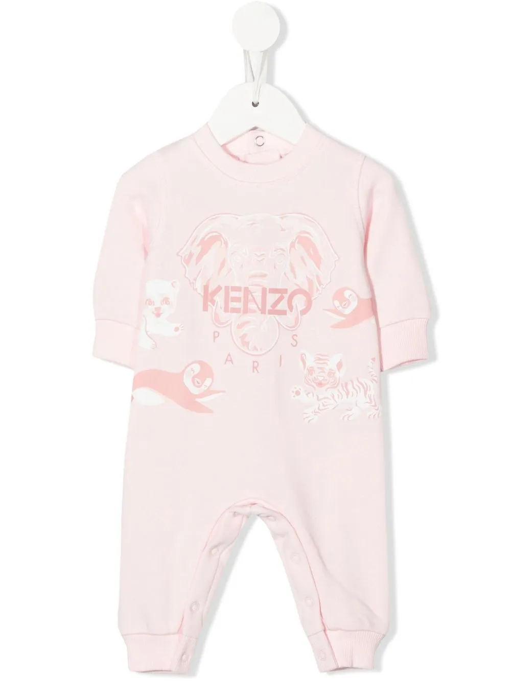 

Kenzo Kids Seasonal Elephant-print fleece romper - Pink