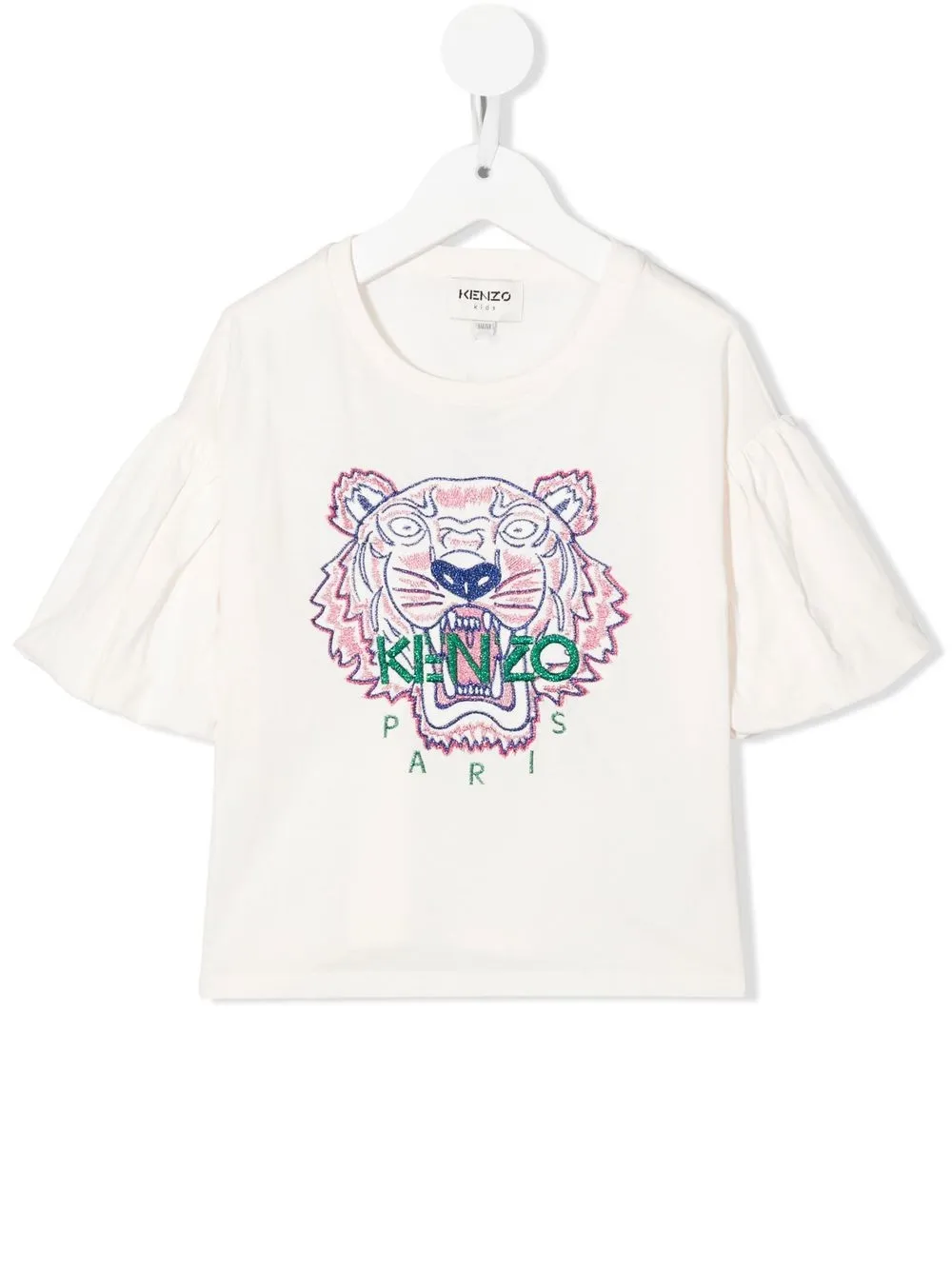 

Kenzo Kids Tiger-embroidered organic cotton T-shirt - Neutrals