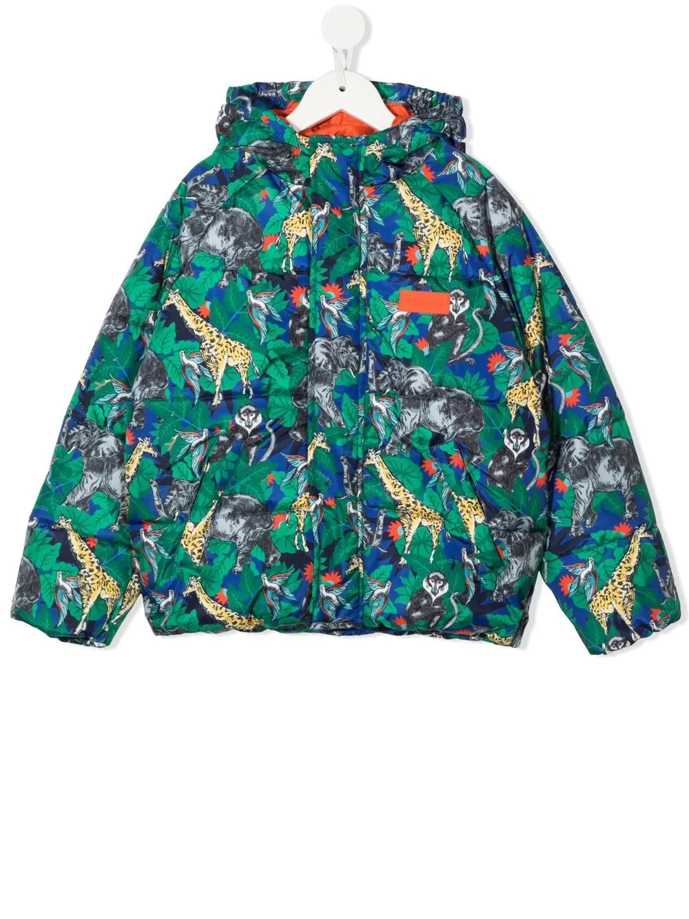 

Kenzo Kids botanical-print hooded jacket - Blue