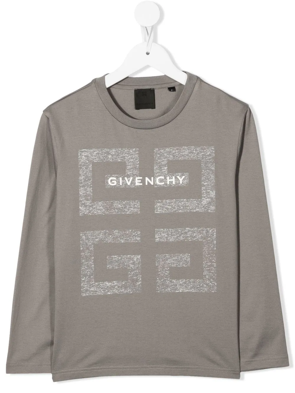 

Givenchy Kids playera manga larga con logo estampado - Gris