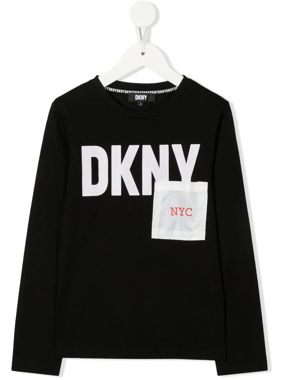 

Dkny Kids playera manga larga con logo estampado - Negro