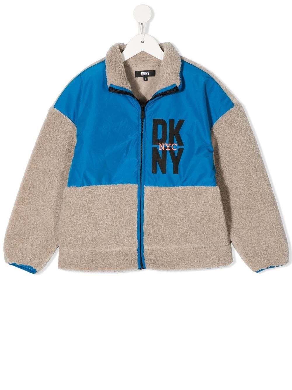 Image 1 of Dkny Kids faux-shearling panelled bomber jacket
