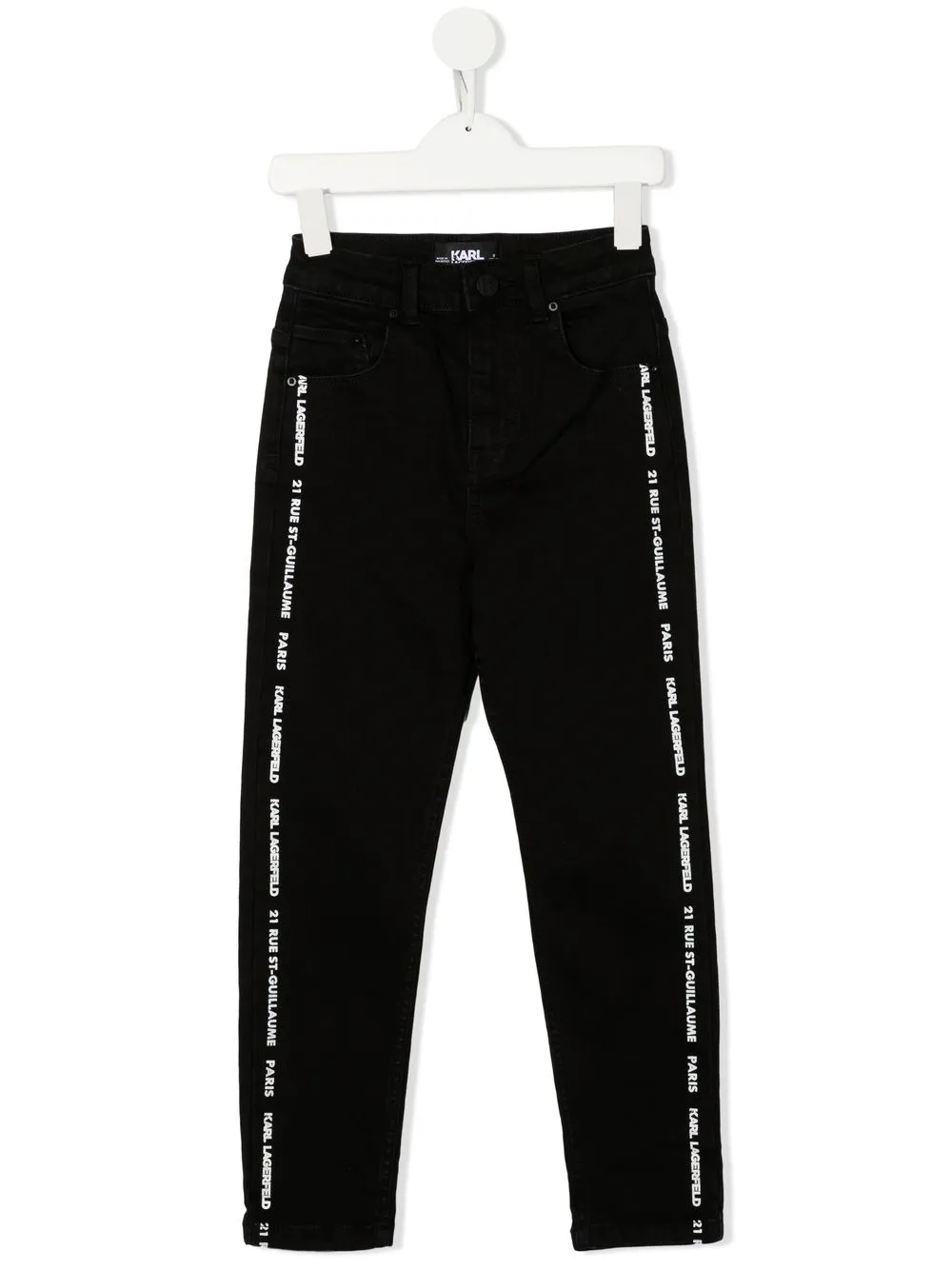 

Karl Lagerfeld Kids pantalones rectos con ribete del logo - Negro