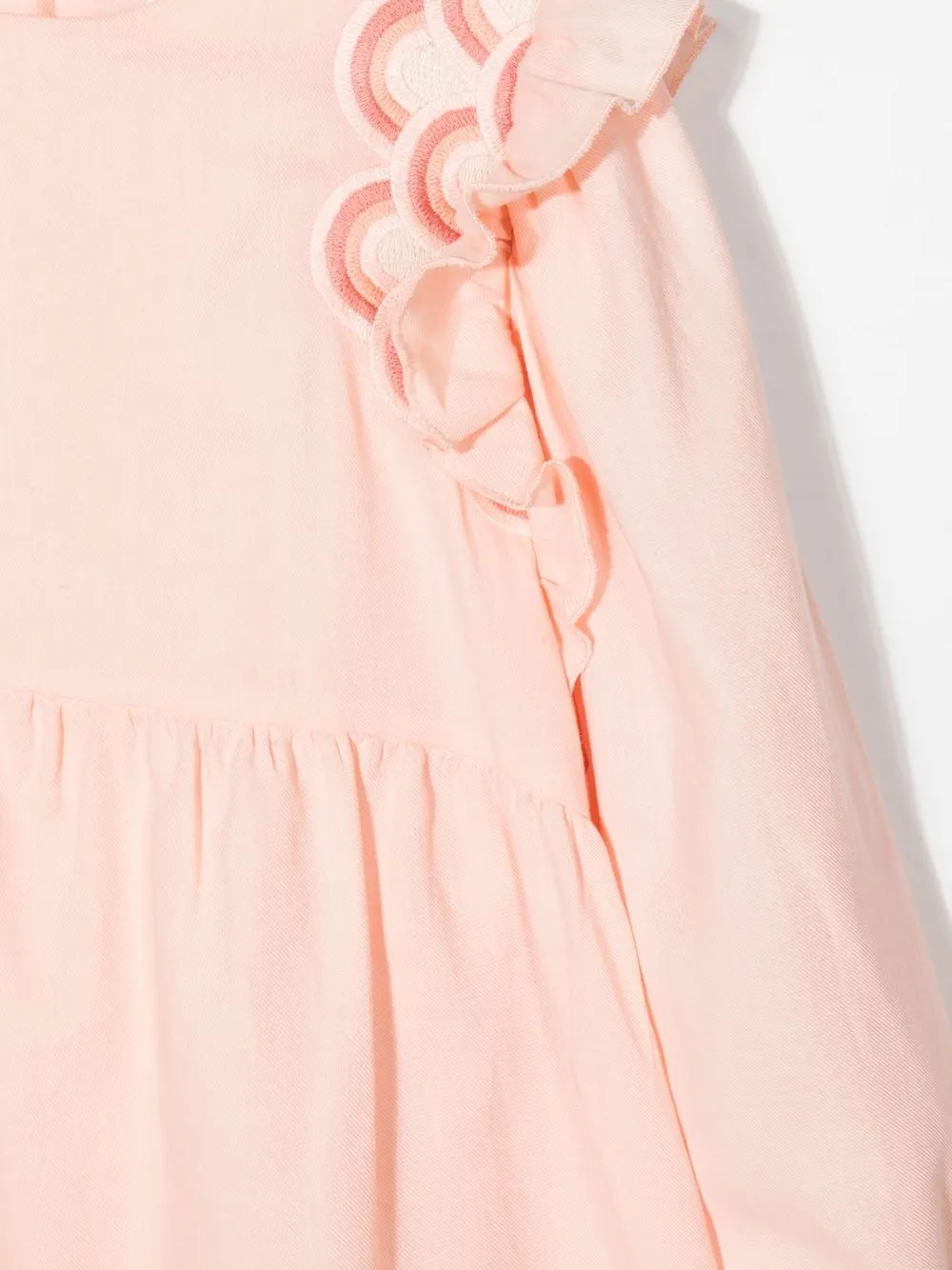  Chloé Kids Embroidered-scallop Midi Dress - Pink 