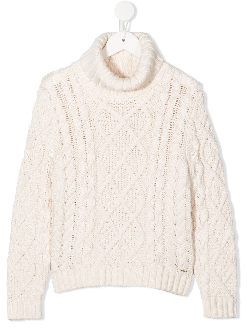 Image 1 of Chloé Kids Polo-neck cable-knit jumper